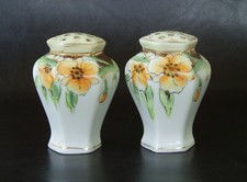 Conjunto de shaker de sal e pimenta porcelana branca padrão geométrico ouro floral amarelo comprar usado  Enviando para Brazil