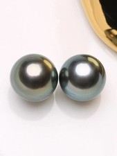 Par 8-9mm Mar do Sul Genuíno Preto Acinzentado Quase Redondo Pérola Solta Meio Perfurada comprar usado  Enviando para Brazil