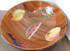 Usado, Tigela grande vintage pintada à mão de frutas marrons Itália 10 1/2" assinada comprar usado  Enviando para Brazil