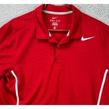Camisa polo masculina Nike tênis grande Dri-Fit vermelha Swoosh manga curta rúgbi atlético comprar usado  Enviando para Brazil