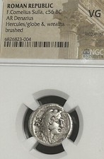 República Romana F. Cornelius Sulla Pompeu Coroas Triunfais 56 a.C. Denarius NGC MUITO BOM ESTADO comprar usado  Enviando para Brazil