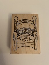 Cama JRL Design com colcha carimbo de borracha montado em madeira RS59, usado comprar usado  Enviando para Brazil