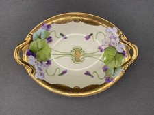 Prato de doces oval picareta porcelana vintage importado da França ouro pesado 7” X 5 comprar usado  Enviando para Brazil