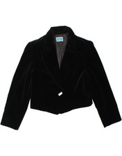 Jaqueta Blazer Vintage Feminina Crop 1 Botão Reino Unido 12 Média Preta Algodão IA11 comprar usado  Enviando para Brazil