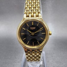 Relógio Citizen Feminino 24mm Mostrador Preto Tom Dourado Redondo 6031-K06894 Nova Bateria comprar usado  Enviando para Brazil