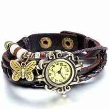 Relógio de pulso analógico vintage casual trança couro ecológico pulseira berloque borboleta meninas comprar usado  Enviando para Brazil