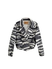 Giubbino Corto in Denim Bianco/Nero Retrofête comprar usado  Enviando para Brazil