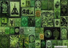 Usado, Tapeçaria Hippie Tecido Verde Capa de Mesa Pequenos Pôsteres Estampados Arte Penduradora de Parede comprar usado  Enviando para Brazil