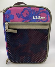 LL Bean roxo/rosa floral havaiana lancheira bolsa térmica com bolso com zíper infantil😎 comprar usado  Enviando para Brazil