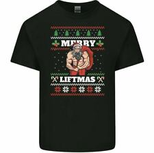 Merry Liftmas T-Shirt Uomo Divertente Sollevamento Pesi Bodybuilding Gym na sprzedaż  Wysyłka do Poland