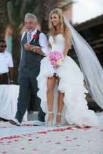 Vestido de noiva alto baixo organza sem alças branco marfim praia casamento com cadarço costume, usado comprar usado  Enviando para Brazil