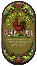 Vintage Manhattan Cock Tail, Red Rooster Whiskey Label 4,75 pol comprar usado  Enviando para Brazil