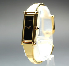 [Perto de ESTADO PERFEITO] GUCCI 1500L 13mm relógio feminino quartzo mostrador preto dourado do Japão, usado comprar usado  Enviando para Brazil