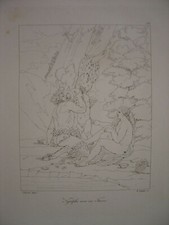 Gravure nymphe faune d'occasion  Brumath