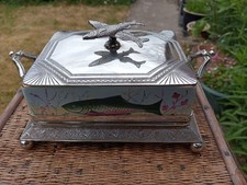 Antiga tampa de prata pintada à mão e bandeja caixa de prato de sardinha em A1 ótimo estado comprar usado  Enviando para Brazil