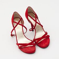 Stuart Weitzman Czerwone zamszowe szpilki Szpilki Otwarte palce Czółenka Rozmiar EU 37 / US 6.5 na sprzedaż  PL