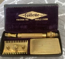 Lâmina de barbear Gillette folheada a ouro rara feita no Canadá completa não usada estojo, usado comprar usado  Enviando para Brazil
