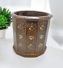 Vaso de madeira octogonal vintage original antigo pintado à mão comprar usado  Enviando para Brazil