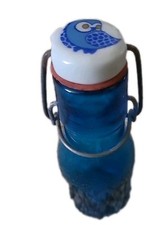 GARRAFA DE VIDRO COBOLT VINTAGE DE 7 POLEGADAS COM ROLHA CORUJA AZUL. RARO comprar usado  Enviando para Brazil