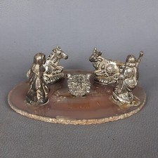 Scultura Presepe Argentato Su Pietra Agata Naturale Soprammobile Vintage XX Sec. na sprzedaż  Wysyłka do Poland