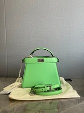 Usado, Bolsa tiracolo Fendi Peekaboo ISeeU couro verde pequena 20x15,5cm alça superior comprar usado  Enviando para Brazil