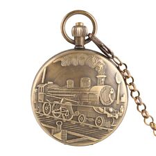 Relógio de bolso mecânico de cobre puro Steam Train para homens marido Natal presentes comprar usado  Enviando para Brazil
