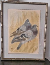 Aquarelle animaliere pigeons d'occasion  Caen