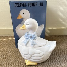 Antigo frasco de biscoito de cerâmica branco ganso pato arco azul Dayton Hudson não usado leitura anos 80 comprar usado  Enviando para Brazil