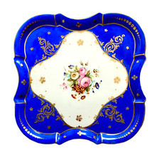 Usado, Antiga bandeja de penteadeira francesa pintada à mão azul real dourada porcelana França comprar usado  Enviando para Brazil