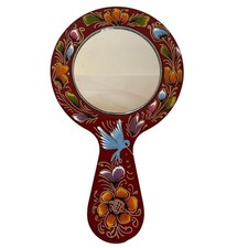 Espelho de madeira mexicano pintado à mão – Design floral e beija-flor vermelho comprar usado  Enviando para Brazil