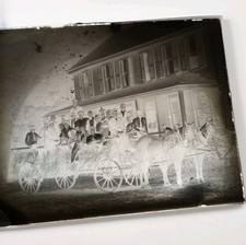 Placa de vidro antiga original 5" X 4" negativa - Vagão puxado por cavalos cena antiga comprar usado  Enviando para Brazil