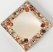 Arte vintage feita à mão A+: espelho emoldurado em mosaico concha - decoração praia oceano 24"" comprar usado  Enviando para Brazil
