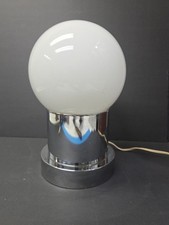 Abajur de mesa 1970 design era espacial cromado base redonda com globo de vidro opalino 8"" comprar usado  Enviando para Brazil