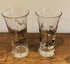 Copos Libbey vintage decoração de carruagem de cavalo e buggy bola baixa. Mid Century 2, usado comprar usado  Enviando para Brazil