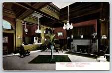 Portland OR~Cornelius Hotel Lobby~Teto com caixotões~Cadeira de balanço~Lareira~c1910 comprar usado  Enviando para Brazil