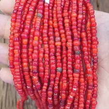 Deslumbrante fio antigo veneziano vermelho coração branco qualidade superior frisado 3-4mm comprar usado  Enviando para Brazil