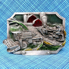 Fivela de cinto agrícola agrícola fazendeiro colheitadeira celeiro silo vintage anos 80 Siskiyou.PCB134 comprar usado  Enviando para Brazil