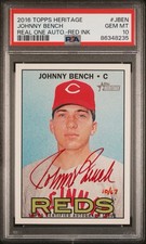 2016 Topps Heritage Johnny Bench Real One tinta vermelha autografada /67 PSA 10 comprar usado  Enviando para Brazil