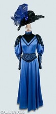 Vestido fantasia 1890-início de 1900 veludo azul com renda preta com ou sem chapéu comprar usado  Enviando para Brazil