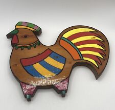 Arte popular salvadorenha antiga pintada à mão galo galo galo galo placa de madeira comprar usado  Enviando para Brazil