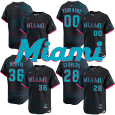 Camiseta masculina Marlins preta 2025 City Connect limitada, usado comprar usado  Enviando para Brazil