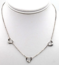 Colar de corrente Tiffany & Co prata esterlina Elsa Peretti com 3 corações abertos 16" comprar usado  Enviando para Brazil