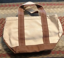 Bolsa tote usada adorável LL Bean mini barco lona marfim e marrom acabamento comprar usado  Enviando para Brazil