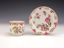 Xícara e pires antigos de porcelana chinesa pintados à mão com flores orientais decorados comprar usado  Enviando para Brazil
