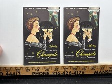 1950 Champale Licor de Malte Restaurante Mesa Cartão Par de 2 Champanhe Vintage comprar usado  Enviando para Brazil
