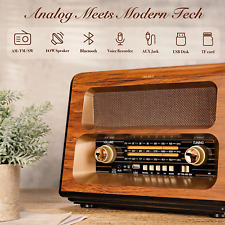 Rádio Bluetooth Vintage AM FM USB Tocando Madeira Retrô Estilo Antigo Recarregável comprar usado  Enviando para Brazil