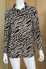 Camisa basca feminina 12 manga longa botão frontal preta marrom estampa poliéster comprar usado  Enviando para Brazil