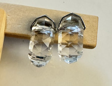 Brincos perfurados Swarovski meio aro cristal facetado sólido tom prata comprar usado  Enviando para Brazil