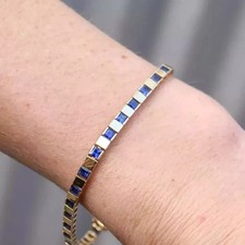 Pulseira de tênis masculina de safira simulada princesa 10 quilates banhada a ouro amarelo 14k comprar usado  Enviando para Brazil
