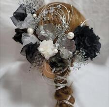 Kanzashi quimono bastão de cabelo preto com folha de prata, corda arranjo Mizuhiki H, usado comprar usado  Enviando para Brazil